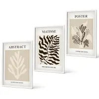 Coloray 3-Delige Schilderij Set - Plantenpatronen in beige en bruine tinten - 40x60 - Wanddecoratie - Schilderijen Set - Interieur - Stijlvolle Muurdecoratie