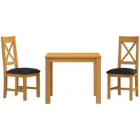 vidaXL Eetset, 3 stuks, zwart, massief eikenhout