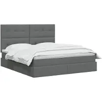 vidaXL LED-bed met opbergruimte en matras, donkergrijs, 160 x 200 cm, met stoffen bekleding
