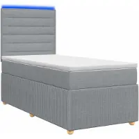 vidaXL LED boxspringbed met matras, lichtgrijs, 90 x 190 cm, gestoffeerd