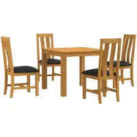 vidaXL Eetset, 5 stuks, zwart, massief eikenhout