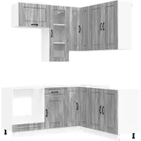 vidaXL Keukenelement KALMAR, 8 stuks, grijs Sonoma, houtfineer