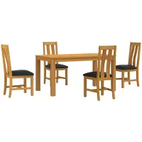 vidaXL Eetset, 5 stuks, zwart, massief eikenhout