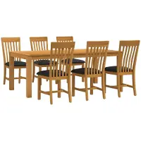 vidaXL Eetset, 7-delig, zwart, massief eikenhout