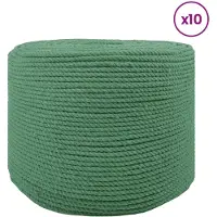 vidaXL Katoenen Touw 10 st 2 mm 100 m Groen 100% katoen