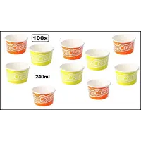 TakeAware 100 stuks IJsbeker IceCream Summer 240ml lime/oranje karton - schepijs softijs ijsje zomer beker ijs warm weer fun