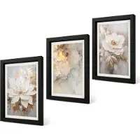 Coloray 4-Delige Schilderij Set - Bloemen op een lichte achtergrond met abstracte patronen. - 20 x 30 cm - Stijlvolle Muurdecoratie - Kantoor - Interieur Decoratie