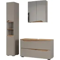 Vicco Badkamermeubelset Marelle Grijs/Artisanaal eiken 3-delig, Model 65062