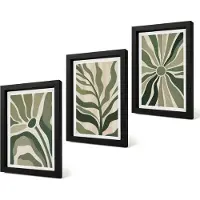 Coloray 4-Delige Schilderij Set - Plantenpatronen in tinten groen en beige - 20 x 30 cm - Stijlvolle Muurdecoratie - Kantoor