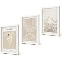 Coloray 3-Delige Schilderij Set - Pastelposters, modieuze boho-abstracties - 20x30 - Muurdecoratie - Schilderijen Set - Woonkamer - Stijlvolle Muurdecoratie