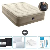 Intex Luchtbed - 2-Persoons - 152 x 203 x 46 cm - Beige - Inclusief pomp - Hoeslaken - Kussen - Reparatieset en Kussenbeschermer