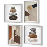 Coloray 4-Delige Schilderij Set - Abstracte boho-schildervormen in moderne stijl - 40 x 40 cm en 40 x 60 cm - Moderne Wanddecoratie - Slaapkamer - Muurdecoratie