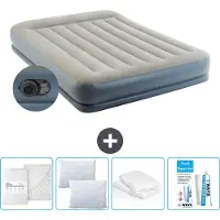 Intex Luchtbed - 2-Persoons - 152 x 203 x 30 cm - Grijs - Inclusief pomp - Hoeslaken - Kussen - Reparatieset en Kussenbeschermer