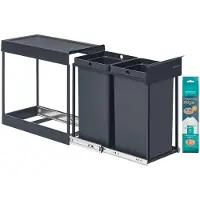 Songmics afvalbak, Uitschuifbaar, Stalen Frame, ABS-deksel