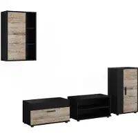 Vicco Woonwand Berno, Zwart/Zand eik, Set van 4 stuks