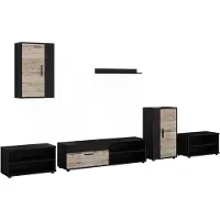 Vicco Woonwand Berno, Zwart/Zand eik, Set van 6 stuks