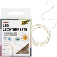 Folia lichtslinger LED, 20 LED's, 2,20 m, op batterijen, pak van 2 stuks