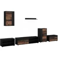 Vicco Woonwand Berno, Zwart/Oldstyle, Set van 6 stuks