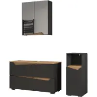 Vicco Badkamermeubelset Marelle Antraciet/Artisanaal eiken 3-delig, Model 65057