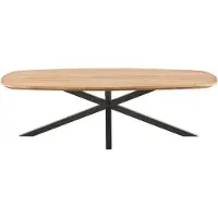 Pronto Wonen Salontafel Romaro teakhout 140x70 cm Deens ovaal mix rough - Spinpoot - Teak hout - Bruin -
