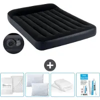 Intex Luchtbed - Twijfelaar - 137 x 191 x 25 cm - Blauw - Inclusief pomp - Hoeslaken - Kussen - Reparatieset en Kussenbeschermer
