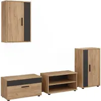 Vicco Woonwand Berno, Goudkleurig Eiken/Antraciet, Set van 4 stuks
