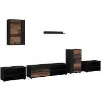 Vicco Woonwand Berno, Zwart/Oldstyle, Set van 6 stuks