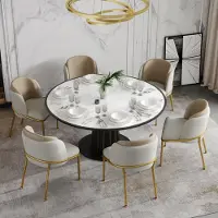 MODFU - Eetkamerstoelenset Van 6 - Verstelbare Voetjes - Schuine Poten - Scandinavisch - Voor Eetkamer Of Kantoor - Hout En Metaal - Beige