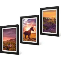Coloray 4-Delige Schilderij Set - Berglandschappen met paarden en lavendelvelden - 20 x 30 cm - Wanddecoratie - Moderne Interieurdecoratie - Interieur Decoratie