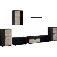Vicco Woonwand Berno, Zwart/Zand eik, Set van 6 stuks
