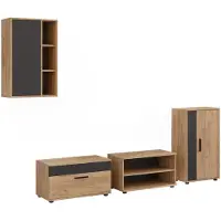 Vicco Woonwand Berno, Goudkleurig Eiken/Antraciet, Set van 4 stuks