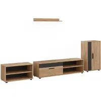Vicco Woonwand Berno, Goudkleurig Eiken/Antraciet, Set van 4 stuks