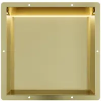 Guido Gusto Mat goud RVS Inbouwnis 30x30x7cm met tegelflens en LED verlichting