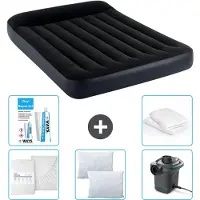 Intex Luchtbed - Twijfelaar - 137 x 191 x 25 cm - Donkerblauw - Inclusief Hoeslaken - Kussen - Pomp - Reparatieset en Kussenbeschermer