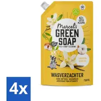 Marcel's Green Soap 4 x - Wasverzachter - Navulling - Katoen & Vanille - Zachte frisheid- 30 Wasbeurten - 750 ml - Wasverzachter - Katoen Geur - Vanille Geur - Milieuvriendelijk - Navulverpakking