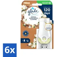 Glade 6 x - Houder Elektrische Olie - Sensual Sandelhout Jasmijn - Geurkaars - Elektrische Geurdispenser - Geurhouder - Sandelhout Geur - Jasmijn Geur