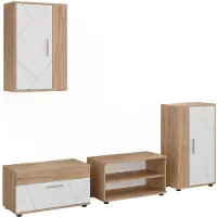 Vicco Woonwand Berno, Goudkleurig Eiken/Wit, Set van 4 stuks