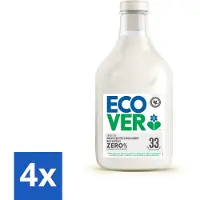Ecover 4 x - Wasverzachter Zero - Zonder geurstoffen - 1 liter - 33 wasbeurten - Wasverzachter - Wasverzachter Zonder Geur - Hypoallergeen - Biologisch Afbreekbaar - Plantaardige Ingrediënten