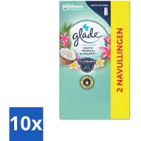 Glade 10 x - Touch & Fresh - Exotic Tropical Blossoms - 2x 10 ml - Touch & Fresh - Exotische Geur - Tropische Bloemen - Kokosmelk - Frisheid