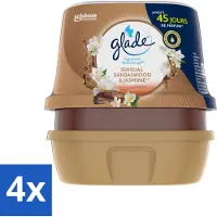 Glade 4 x - Badkamer Gel - Sensual Sandelhout Jasmijn - 180 g - Frisse Geur - Geurkaars - Luchtverfrisser - Sandelhout - Jasmijn