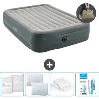 Intex Luchtbed - 2-Persoons - 152 x 203 x 46 cm - Grijs - Inclusief pomp - Hoeslaken - Kussen - Reparatieset en Kussenbeschermer