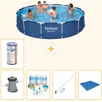 Bestway Steel Pro, ronde opblaasbare zwembad - 396x84 cm - 6-delig, model S22112