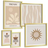 Tulup 5-Delige Schilderij Set - Stijlvolle decoraties in abstracte vormen en figuren. - 50 x 50 cm, 20 x 30 cm en 40 x 60 cm - Wanddecoratie - Woonkamer Decoratie - Interieur Decoratie