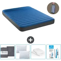Intex Luchtbed - 2-Persoons - 152 x 203 x 22 cm - Blauw - Inclusief pomp - Hoeslaken - Kussen - Reparatieset en Kussenbeschermer