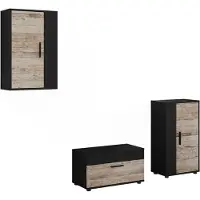 Vicco Woonwand Berno, Zwart/Zand eik, Set van 3 stuks