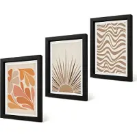 Coloray 4-Delige Schilderij Set - Zon Boho Pastel Abstracte Vormen - 20 x 30 cm - Wanddecoratie - Muurdecoratie - Woonkamer - Decoratieve Schilderijen
