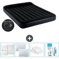 Intex Luchtbed - 2-Persoons - 152 x 203 x 25 cm - Blauw - Inclusief pomp - Hoeslaken - Kussen - Reparatieset en Kussenbeschermer