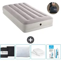 Intex Luchtbed - 1-Persoons - 99 x 191 x 30 cm - Grijs - Inclusief pomp - Hoeslaken - Kussen - Reparatieset en Kussenbeschermer