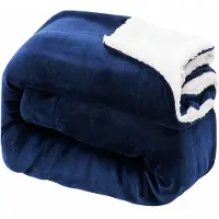 Ceruzo Sherpa Fleece Deken 150x200 cm - Konings Blauw - Zachte Plaid - Wasbaar 30°C