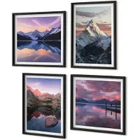 Coloray 4-Delige Schilderij Set - Berglandschappen Met Water En Rotsen Op De Achtergrond. - 40 x 40 cm En 40 x 60 cm - Schilderijen Set - Wanddecoratie - Woonkamer - Stijlvolle Muurdecoratie